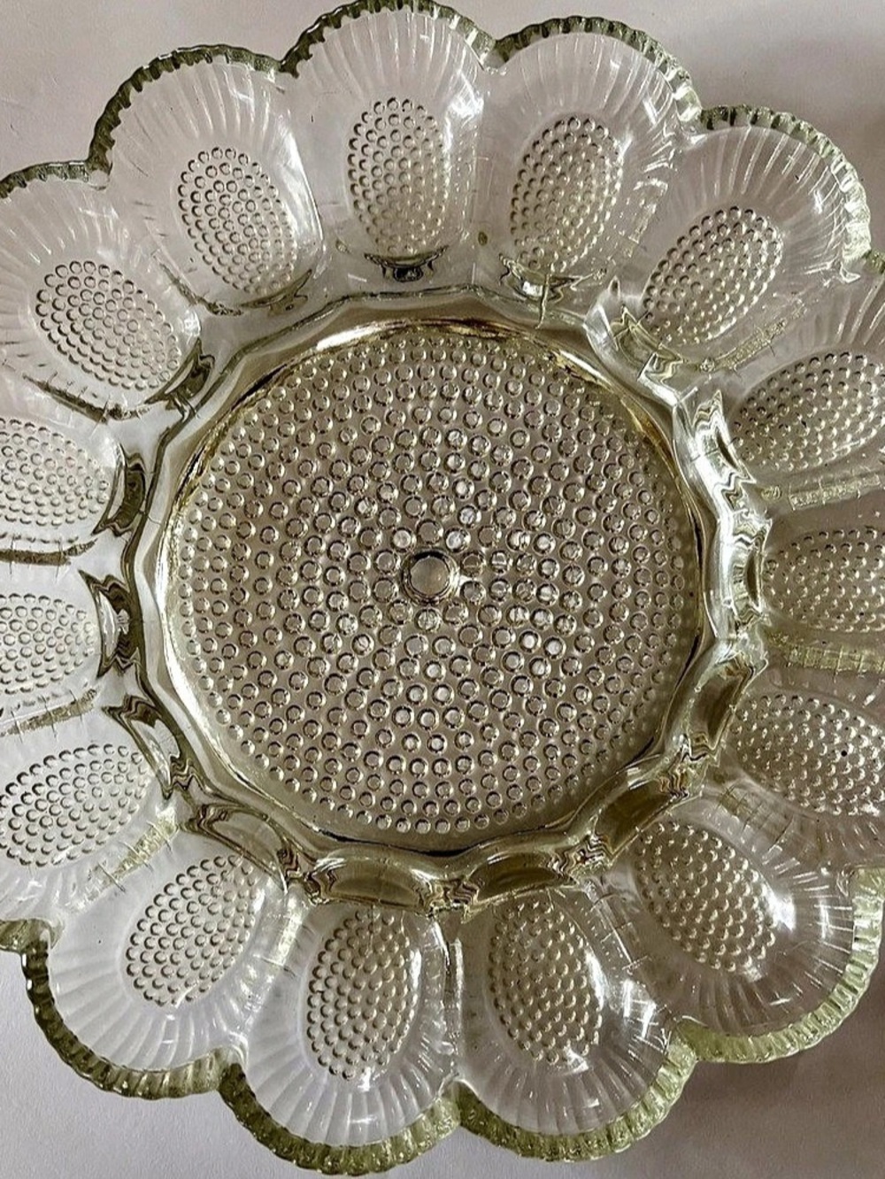 Indiana Glass Hobnail Clear Deviled Egg and Relish Plate Vintage